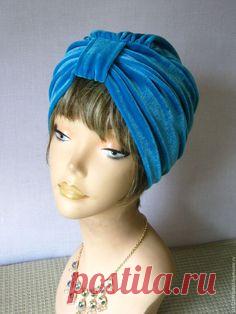 Шапки ручной работы. Ярмарка Мастеров - ручная работа. Купить Чалма бархатная тюрбан купить. Handmade. Бирюзовый, пляжная мода
