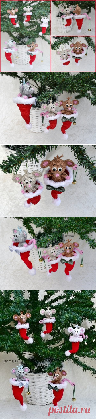 Weihnachtsdeko häkeln / Maus in Nikolausmütze