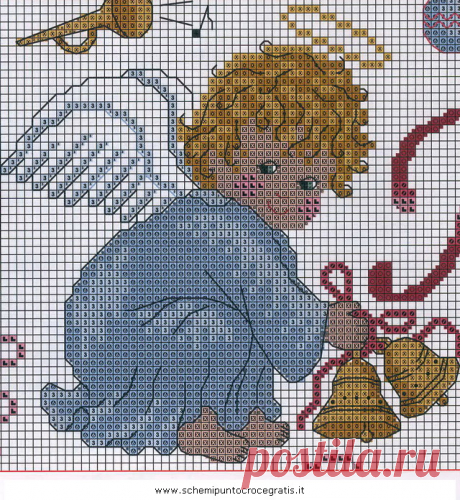 Natale_angeli_57 бесплатная схема вышивки крестом для печати