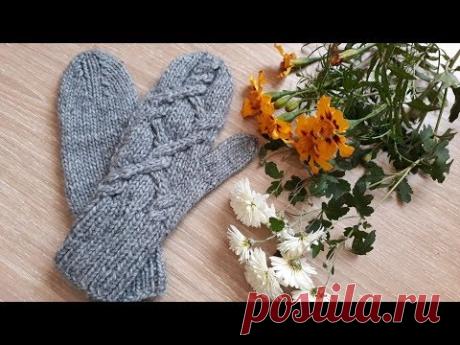 Шапка, варежки спицами. Вязание + розыгрыш подарка. Часть 8. Правая варежка.