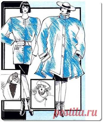 Полупальто и жакет от художника-модельера Т. Андреевой. Берет. 1990