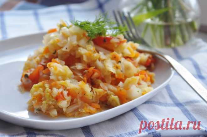 Тушеная капуста с рисом
