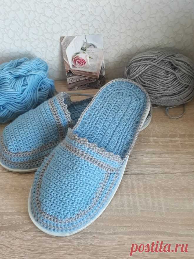 Вяжем уютные тапочки крючком. Один моток пряжи + один вечер = новые тапочки! | Вязание - любовь и заработок | Яндекс Дзен