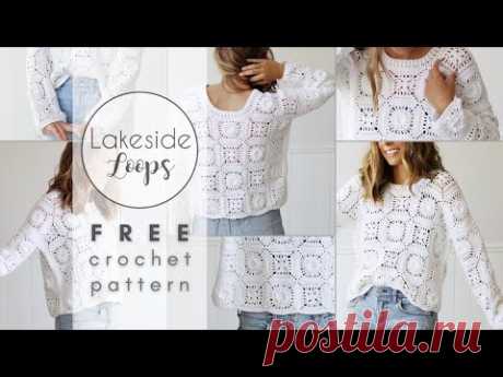 Isla Granny Square Sweater FREE Crochet Pattern Video Tutorial