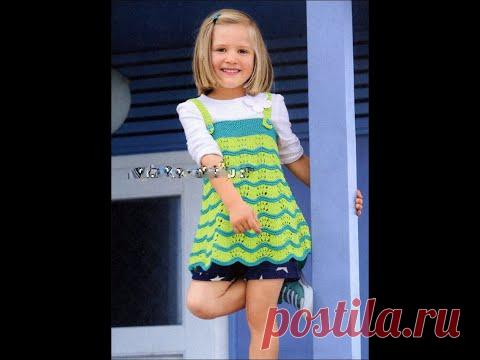 Детский сарафан спицами узором 