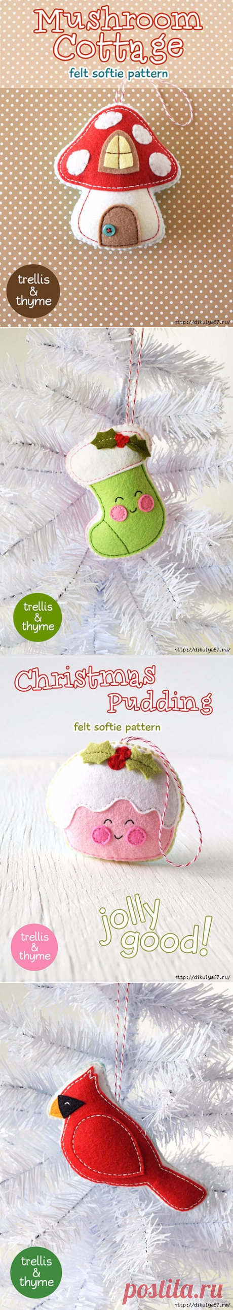 Новогоднии идеи - подборка фетровых елочных игрушек.