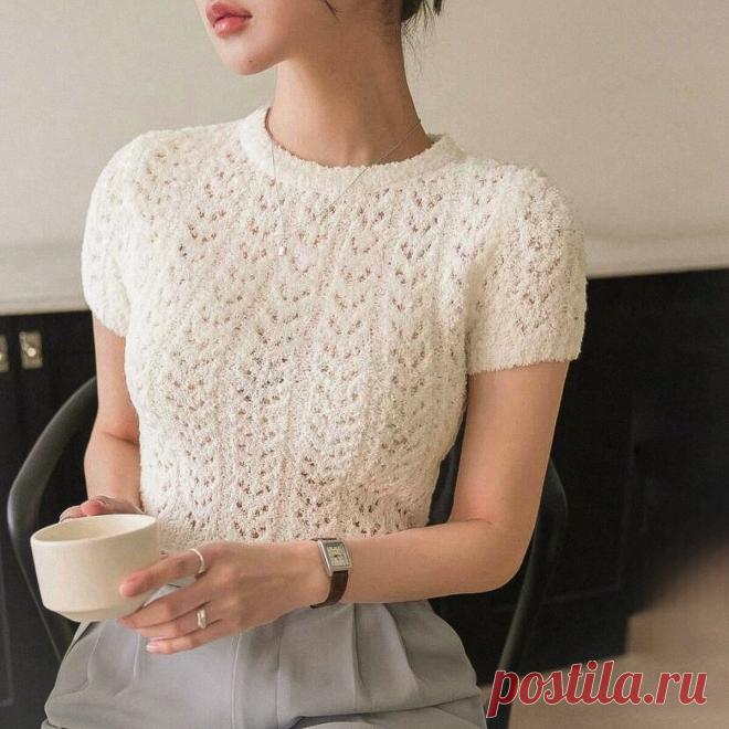 Джемпер с короткими рукавами из букле (схема узора)