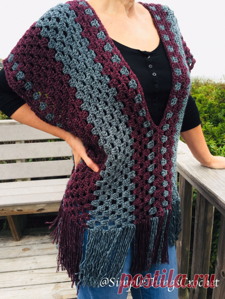 Misty Morning Poncho Top - Simple Things Crochet I made this poncho top with Lion Brand Jeans yarn which is one of my very favorite yarns, and I used a granny stitch so it’s really beginner-friendly.  It’s so soft and has a beautiful drape.  I decided to sew the side seams together to give it a little more warmth for cooler weather, which...