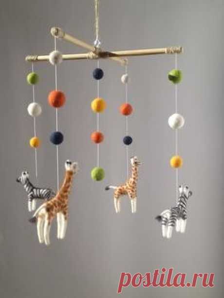 Needle felted Safari baby mobile African Animal nursery