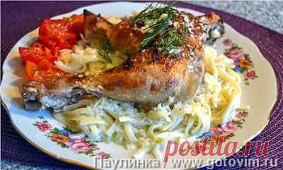 Куриные окорочка жареные с чесночным соусом. Фото-рецепт / Готовим.РУ