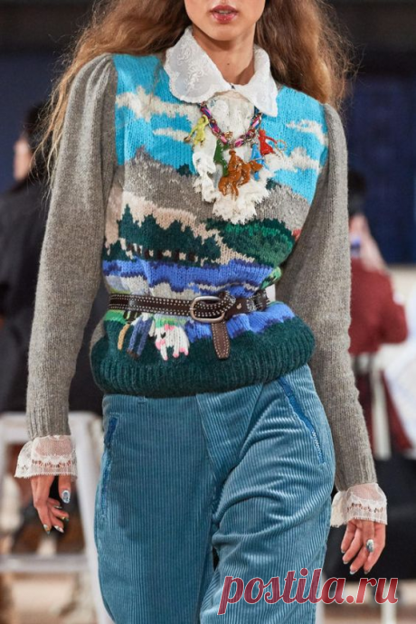 Вязаные свитера-картины с подиумов 2018-2020 | Как заработать на рукоделии | Яндекс Дзен