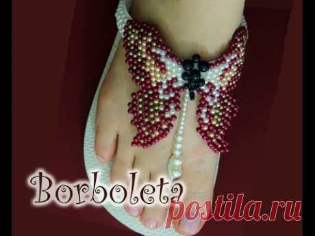 Chinelo decorado: borboleta de pérolas (PARTE 1)