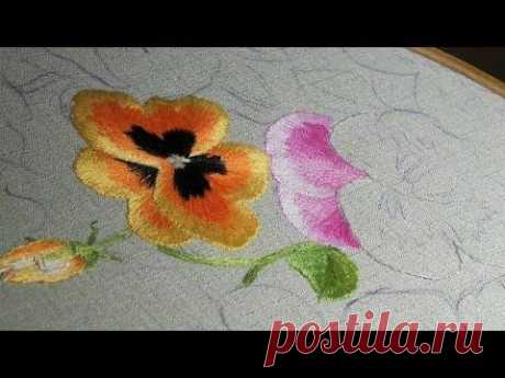 ВЫШИВКА ГЛАДЬЮ: ЛЕПЕСТОК \ SATIN STITCH: THE PETAL - YouTube