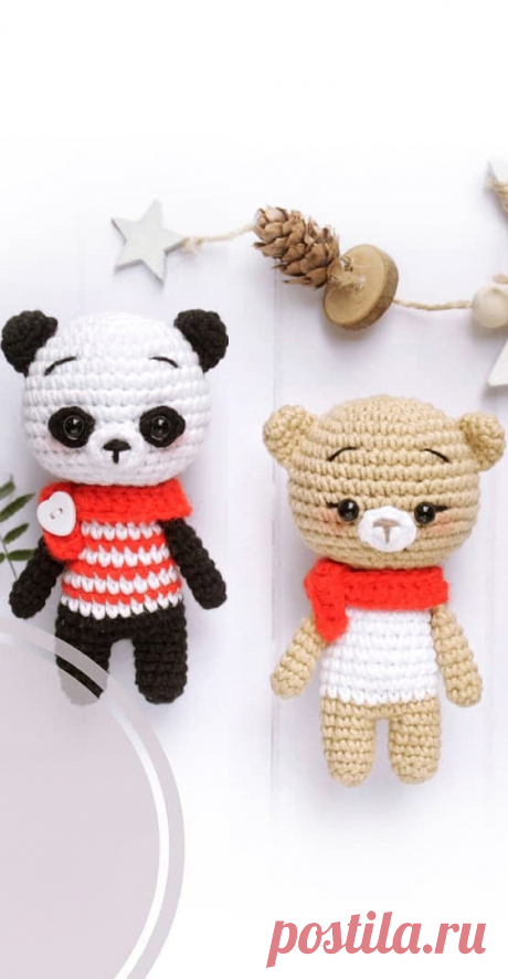 PDF Мишка, панда и зайка крючком. FREE crochet pattern; Аmigurumi doll patterns. Амигуруми схемы и описания на русском. Вязаные игрушки и поделки своими руками #amimore - Панда, медведь, медвежонок, мишка.