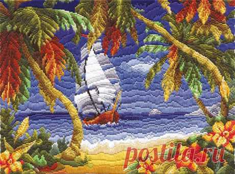 Fresh Breeze Long Stitch Embroidery Kit Sea Needlepoint Kit | Etsy