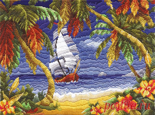 Fresh Breeze Long Stitch Embroidery Kit Sea Needlepoint Kit | Etsy