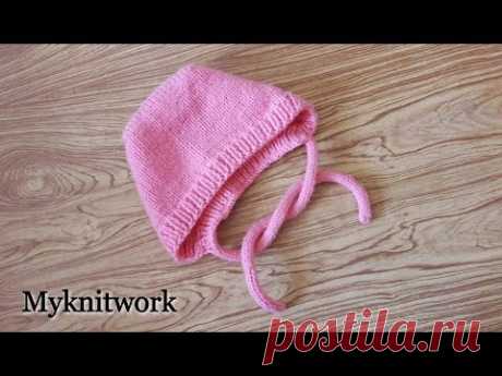 Чепчик спицами. МК. Сhildren's cap.