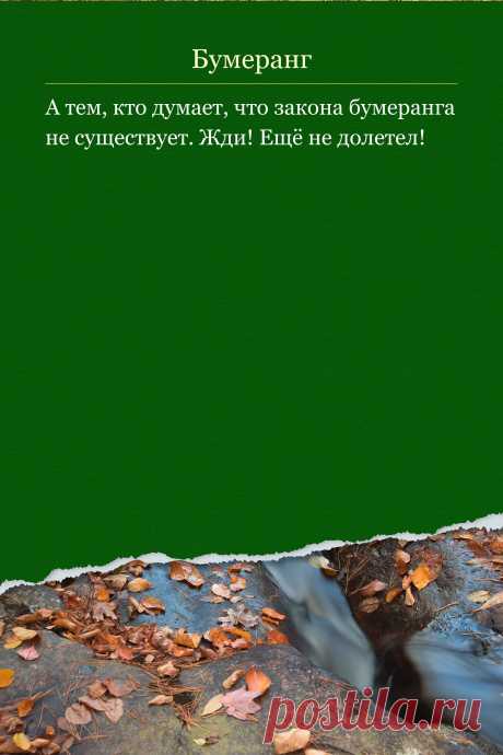 Цитата про «Бумеранг» — А тем, кто думает, что закона бумеранга не…