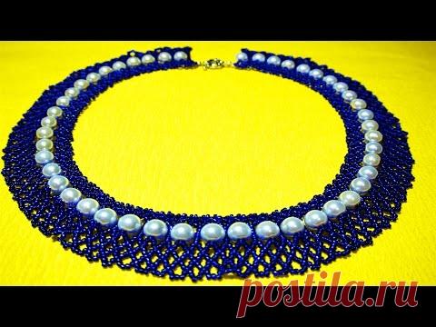 Красивое колье из бисера и бусинок(Жемчуженка)|DIY:bead necklace!