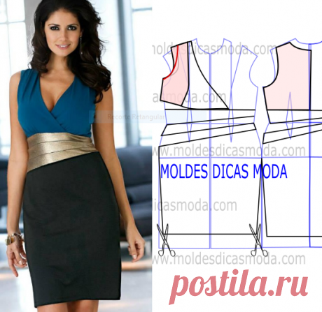 MOLDE VESTIDO TRESPASSE -233 | Moldes Dicas Moda Analise com atenção o desenho do molde vestido trespasse para que possa fazer a leitura da transformação de forma correta. Este passo é importante para entender o processo da transformação do molde base. Vestido simples e arrojado que veste de forma muito elegante. PASSO A PASSO MOLDE VESTIDO TRESPASSE Em primeiro…