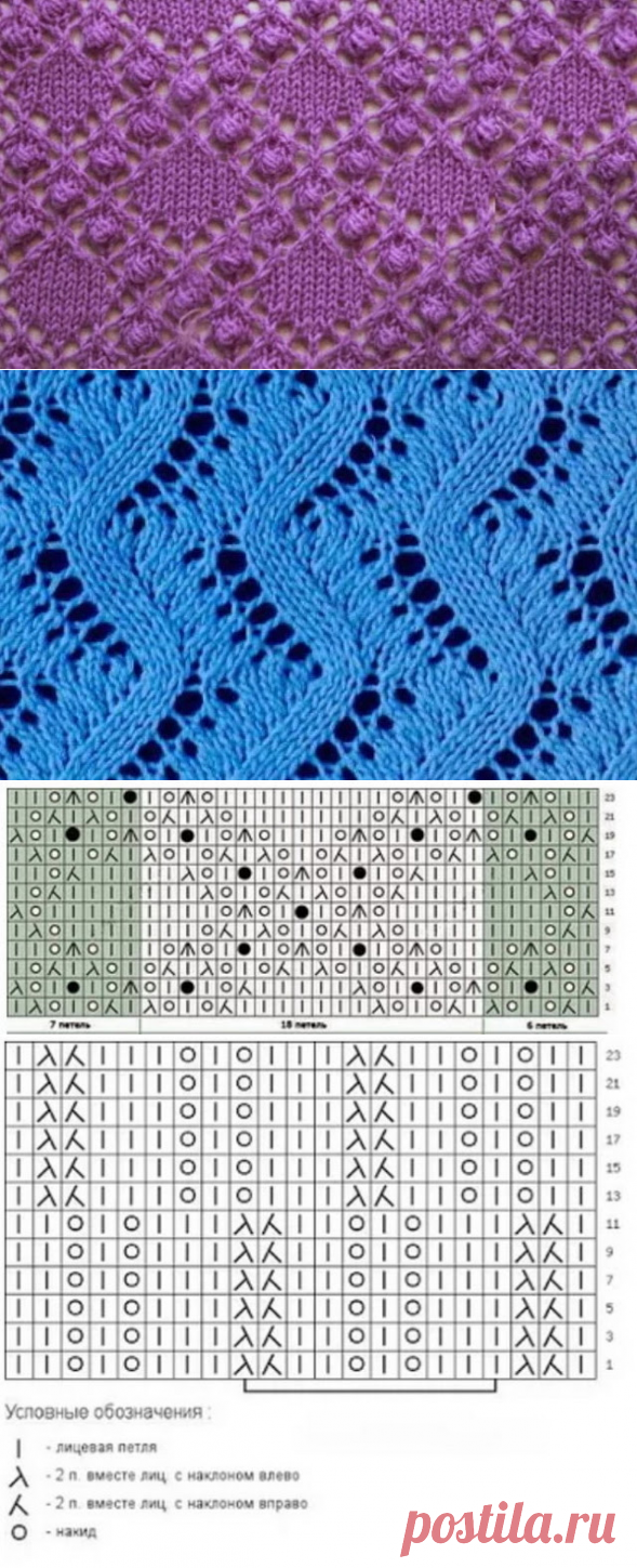 Для вас - схемы красивых узоров спицами