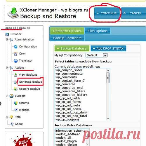 Как сделать бэкап WordPress с помощью плагина XCloner