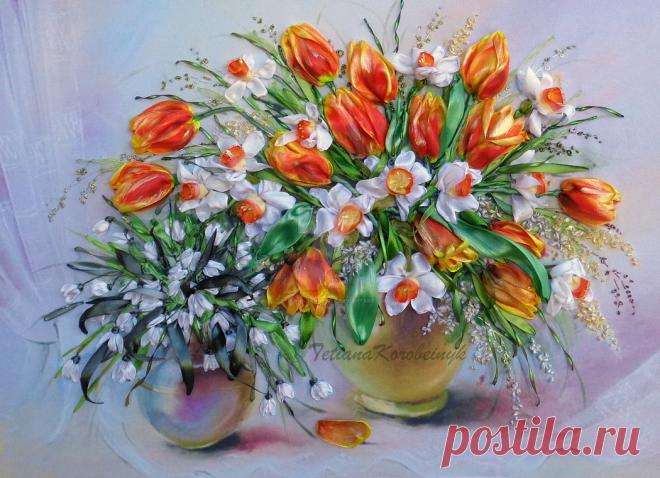 Ribbon embroidery Spring buy it here: www.etsy.com/listing/575580330…