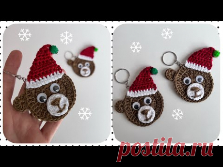 How to Make Crochet Bear Keychain 🐻🎄 Christmas Decorations / Crochet Gift Ornament #crochet