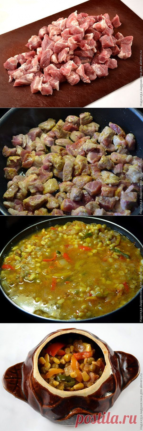 Рагу из свинины и тыквы в горшочках / Рецепты с фото