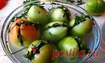 Бесподобные зеленые помидоры по грузински на зиму! Самый вкусный рецепт! Закрываем сезон консервирования. Сейчас в продаже много зеленых помидоров, приготовим их на зиму по грузински. Нафаршируем зеленью и чесноком - это безумно вкусно. Готовятся просто, на раз - два! Гото...
