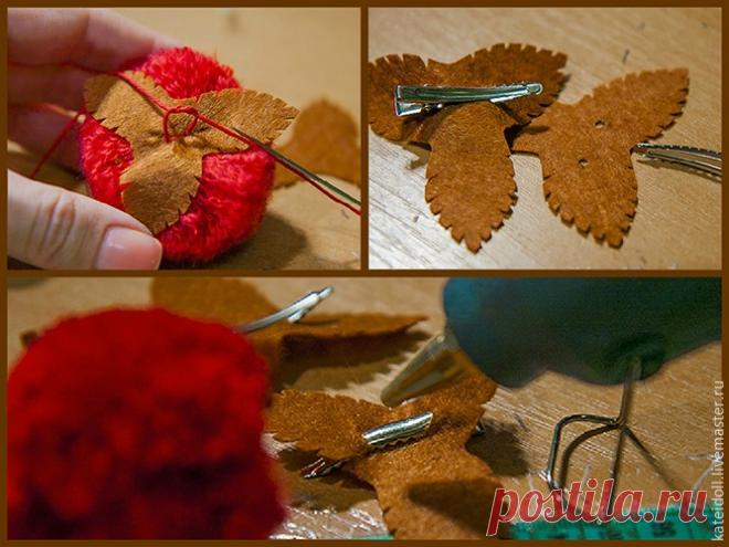 Забавные заколки-помпоны