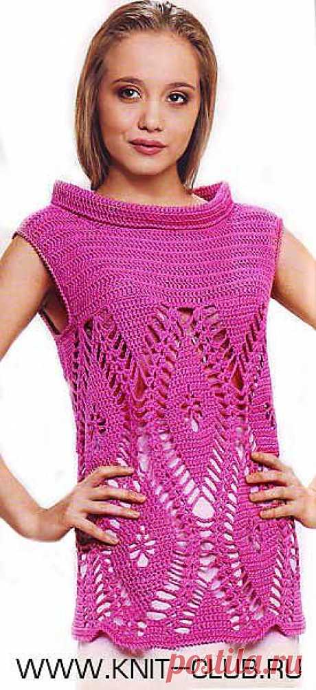 Длинный топ крючком | knit-club.ru