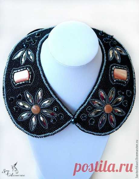 (87) Вышитый бисером воротничок - колье с натуральными камнями &quot;Цветок&quot;. Handmade. | Beaded collars