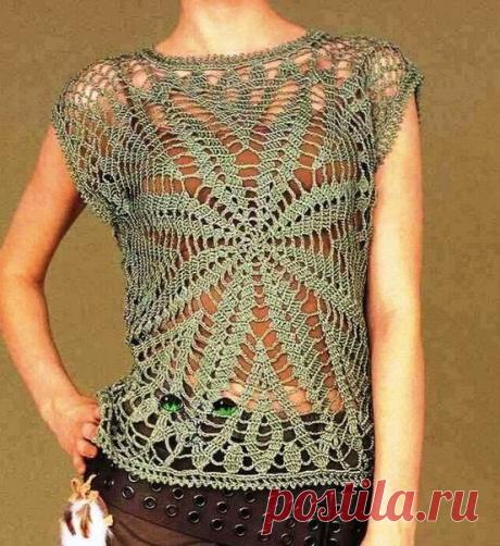 Ажурный топ с большим цветком. Схема