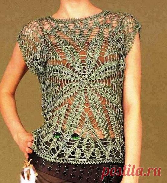 Ажурный топ с большим цветком. Схема