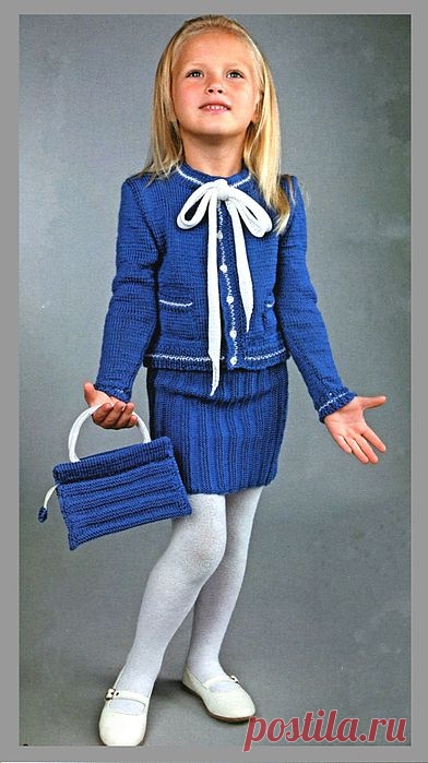 Синий комплект в стиле Шанель для девочки 4-5 лет.