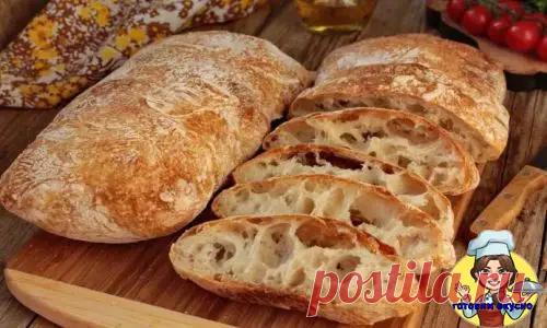 Чиабатта (хлеб без замеса) в домашних условиях.
