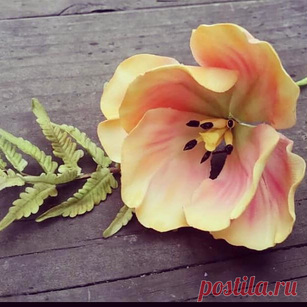 A tulip and fern... I believe it's time to make some new colors...#slowflowers #sugarflowersbyshaile #sugarflower #sugartulip #sugartulips #gumpasteflower #sugarblooms #cakeflowers #cakedecorating #salemoregon #salemoregonartist #portlandoregonart