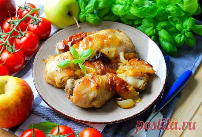 Окорочка с яблоками в духовке в рукаве рецепт с фото пошагово - 1000.menu