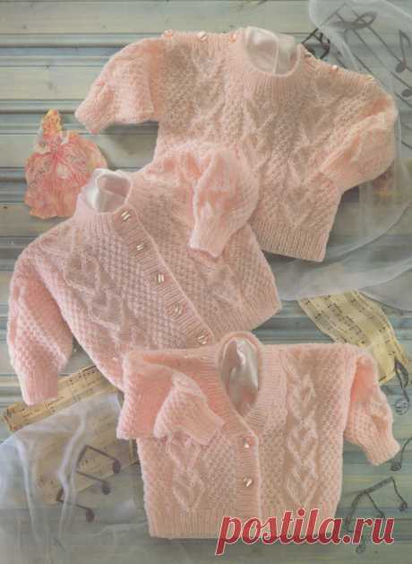 PDF knitting pattern for dk cardigans and jumper baby to toddler child 16-22 inches heart pattern This item is a PDF file of the knitting pattern for these gorgeous baby items.    Lovely cardigans and a sweater/jumper from size 16 inch chest up to 22inches.    The pattern will be available for download upon receipt of payment, for you to print out or read from your computer.    The pattern calls for double knitting yarn and 3.25 and 4mm needles..