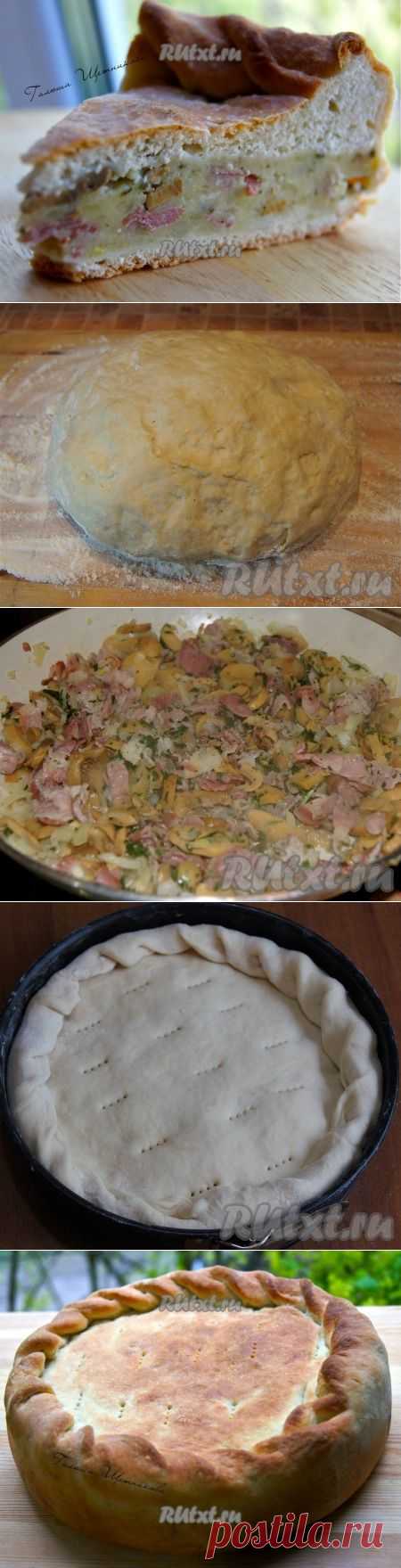 Пирог с картошкой, грибами и беконом - получается наивкуснейшим — за уши не оттянешь.