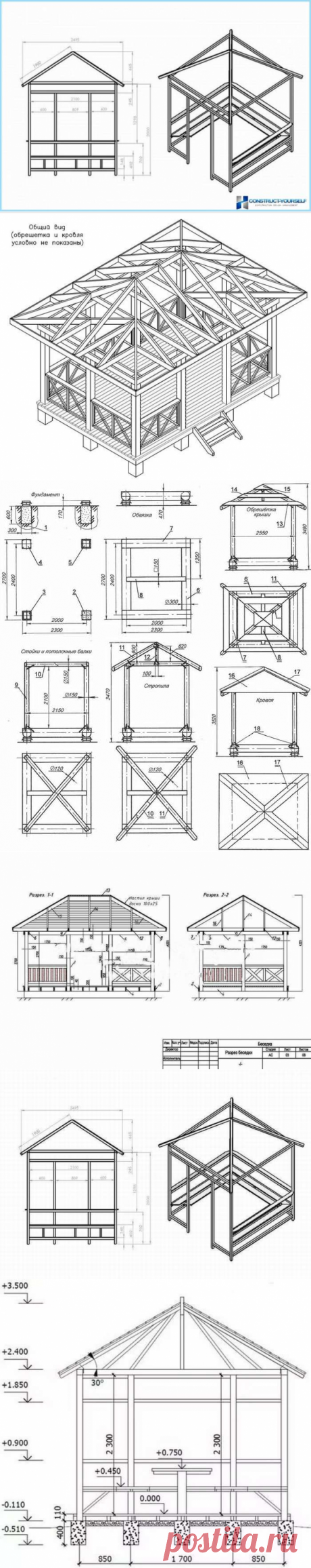 Беседки из дерева своими руками 300 фото, чертежи, схемы