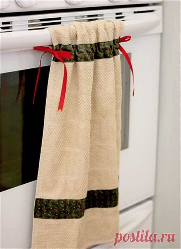 Куда на кухне повесить полотенца: идеи на фото