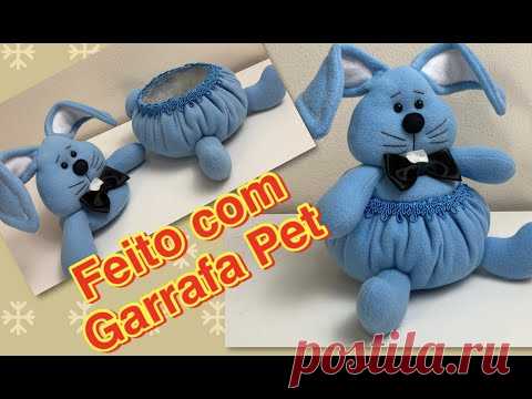 PORTA TRECOS COELHINHO AZUL, FEITO COM PET