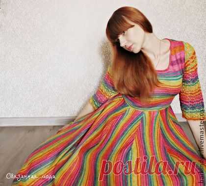 Вязаное платье "Дива-Радуга" - платье,платье вязаное,Платье нарядное