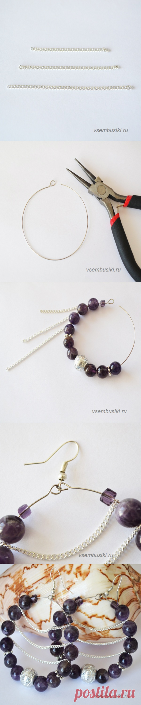 Серьги из камней на проволоке своими руками