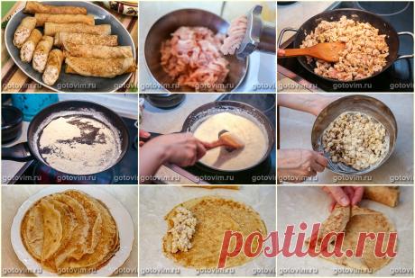Блины с курицей в сливочном соусе бешамель