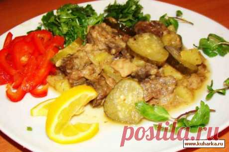Потроха птицы с солеными огурцами