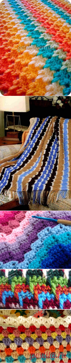 Вязание крючком - Многоцветные полосатые узоры крючком для пледов