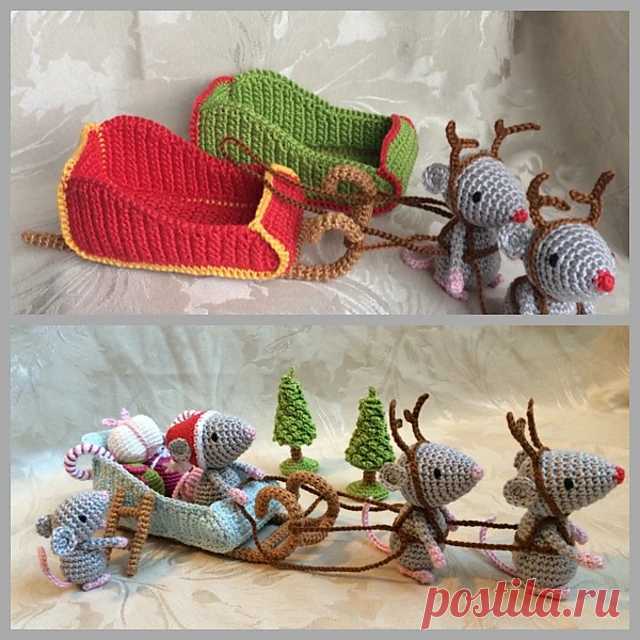 Ravelry: Ульяна Семикраса, рождественская елочка и сани Санта-Клауса